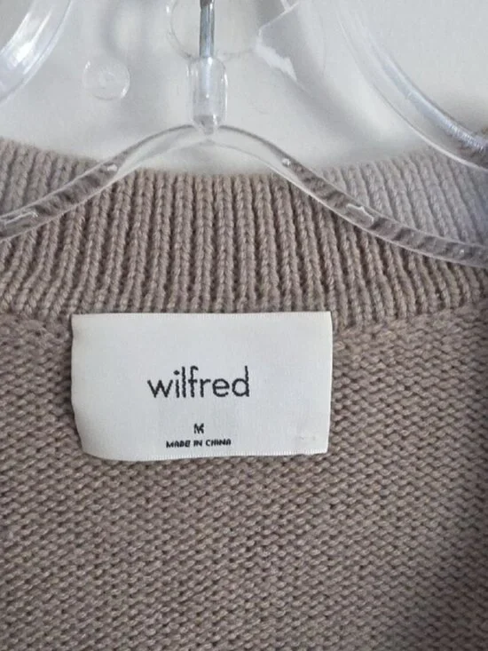 ARITZIA | Wilfred Clara Merino Wool Sweater striped Beige Sz M - Picture 3 of 5